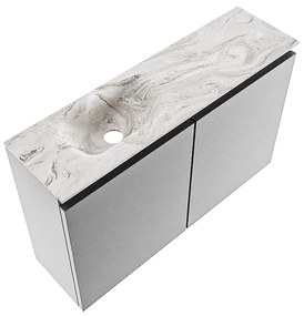 Mondiaz Ture DLux toiletmeubel 80cm plata met wastafel glace links met kraangat