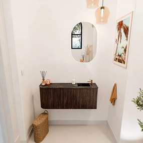 Mondiaz Joya DLux 100cm toiletmeubel ronding links walnut met wastafel faye rechts 1 kraangat lava
