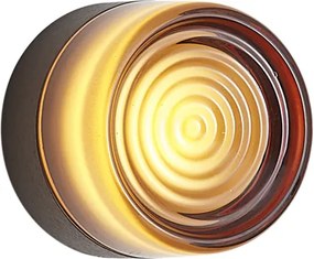 Design wandlamp donkerbrons met amber glas IP44 - Michele