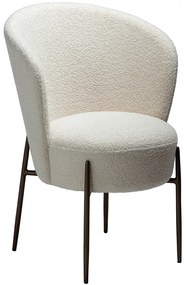 Dan-Form Orbit Eetkamerstoel Met Hoge Rugleuning Rond Boucle Lichtgrijs