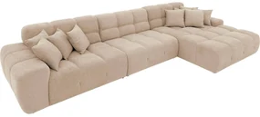 Goossens Excellent Bank Kubus - 30 X 30 Cm Stiksel wit, stof, 1,5-zits, modern design met chaise longue rechts