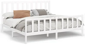 vidaXL Bedframe massief grenenhout wit 180x200 cm 6FT Super King