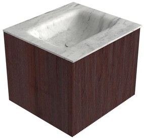 Mondiaz Kurve-dlux 50cm badmeubel ruby met 1 lade en wastafel grunne midden zonder kraangat opalo