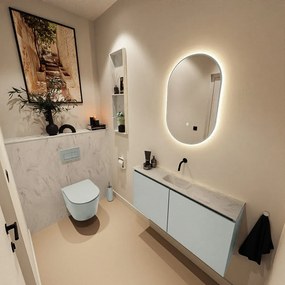 Mondiaz Ture DLux toiletmeubel 100cm greey met wastafel opalo midden zonder kraangat