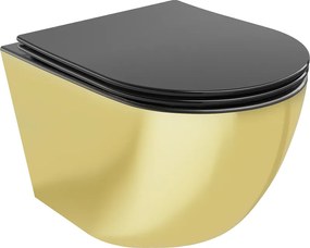 Mexen Lena toiletpot Rimless met soft-close slanke zitting, duroplast, zwart mat/goud - 30224076