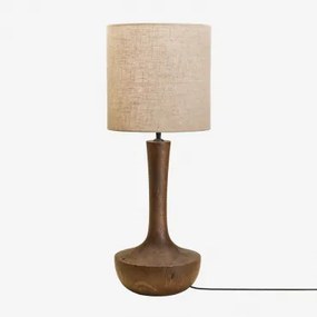 Tafellamp In Sintra Mangohout Donker Handvat Hout & Beige Linnen Ø30 Cm - ↑30 Cm Arlina - Sklum