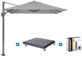 Platinum Voyager zweefparasol T1 2.5x2.5 m. - Light Grey met Modena voet en hoes