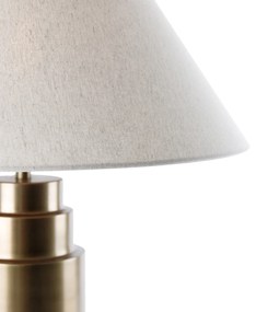 Tafellamp brons stoffen kap beige 55 cm - Bruut Art Deco E27 rond Binnenverlichting Lamp