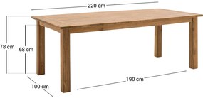 Goossens Eettafel Teck, 220 x 100 cm