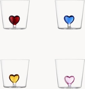 Handgemaakte tumbler Cuore borosilicaatglas, 4-delig