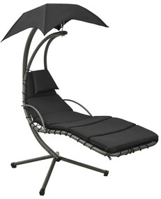 vidaXL Tuinschommelstoel 190x90x200 cm stof zwart en grijs