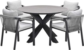 Garden Impressions Tarera tuinset 5-delig - Duuk tuintafel Ø120 cm