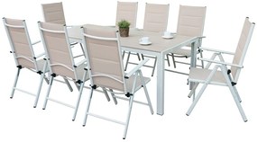 Aluminium tuinmeubelen met grote Polywood Verona tafel voor 12 personen Garden Point beige