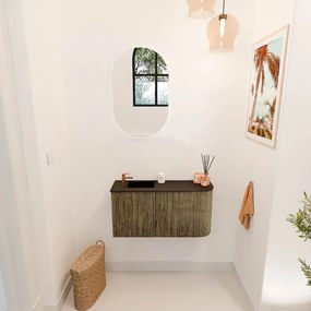 Mondiaz Joya 80cm toiletmeubel ronding rechts dusk met wastafel faye links 1 kraangat urban