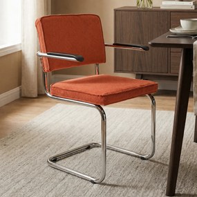 Zuiver Ridge Rib Eetkamerstoel Rib Oranje Met Armleuningen
