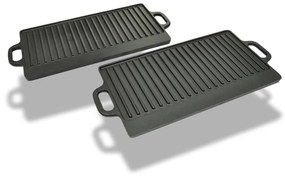 vidaXL Grillplaat gietijzer dubbelzijdig 38x23 cm 2 st
