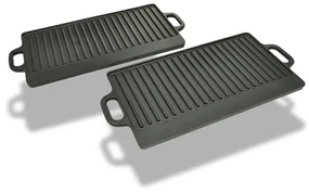 vidaXL Grillplaat gietijzer dubbelzijdig 38x23 cm 2 st
