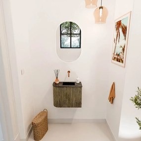 Mondiaz Joya DLux 50cm toiletmeubel ronding links dusk met wastafel faye rechts zonder kraangat lava
