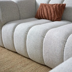 Bank Met Strepen Stiksel Grijsbeige Chaise Longue Rechts