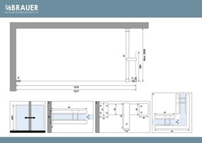 Brauer Void profielloze inloopdouche 130cm met 40cm zijwand messing geborsteld PVD