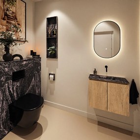 Mondiaz Ture DLux toiletmeubel 60cm washed oak met wastafel lava midden zonder kraangat