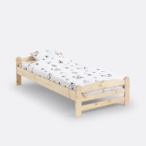 Bed in massief dennenhout met lattenbodem, Loan