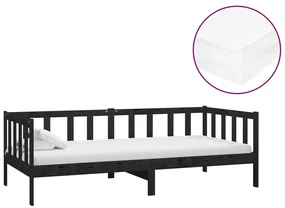 vidaXL Slaapbank met matras massief grenenhout zwart 90x200 cm
