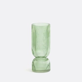 Vaas in geribbeld glas H26 cm, Valira