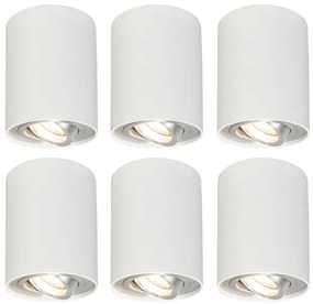 Set van 6 Spot / Opbouwspot / Plafondspots wit draai- en kantelbaar - Rondoo up Modern GU10 Binnenverlichting Lamp