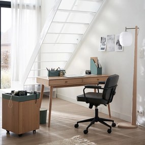 Vloerlamp in eik, metaal en mat glas, Navida