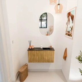 Mondiaz Joya DLux 80cm toiletmeubel oak met wastafel faye rechts 1 kraangat lava