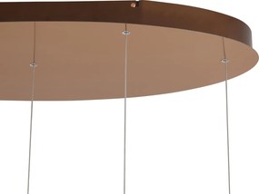 Design hanglamp rosé goud met amber glas incl. LED 3-staps dimbaar 5-lichts easylift - Fiera