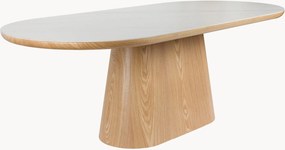 Houten ovale eettafel Almira met marmerlook tafelblad, 90 x L 200 cm