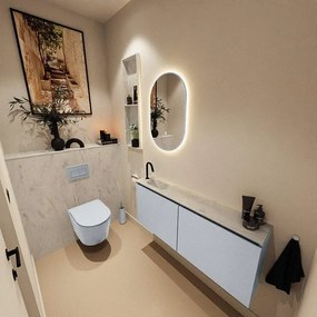 MONDIAZ TURE-DLUX 120cm toiletmeubel Clay. EDEN wastafel Opalo positie links. Met 1 kraangat. TUREDX120CLAL1OPA