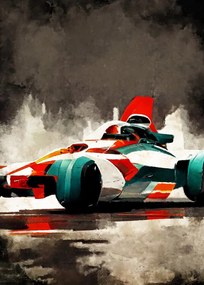 Ilustratie Formula 1 red grey, Justyna Jaszke, (30 x 40 cm)
