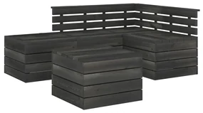 vidaXL 5-delige Loungeset pallet massief grenenhout donkergrijs
