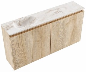 Mondiaz Ture DLux toiletmeubel 100cm washed oak met wastafel frappe links zonder kraangat