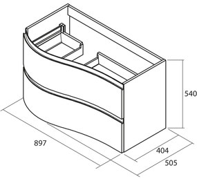 Muebles Mam badmeubel 90cm links macchiato met wastafel solid surface zonder kraangat