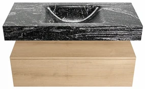 Mondiaz Alan DLux badmeubel 100cm washed oak 1 lade met wastafel lava midden zonder kraangat