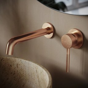 Saniclear Copper Stripes inbouw wastafelkraan geborsteld koper