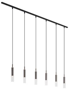 Modern railsysteem zwart met 6 hanglampen donker brons 1-fase - Slimline Loyce