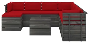vidaXL 9-delige Loungeset pallet met kussens massief grenenhout