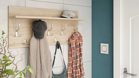 FINLO Sonoma Eik / Grepen Satijn Nikkel - MODERNE MUURHANGER MET PLANK VOOR IN DE GANG 90 cm