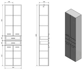 Sapho Zoja kolomkast 50x184cm wit