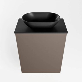 Mondiaz Fowy toiletmeubel 40cm smoke met zwarte waskom midden zonder kraangat