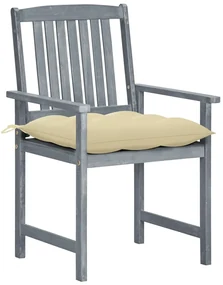 vidaXL Tuinstoelen 4 st met kussens massief acaciahout grijs