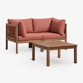 Branson 2-delige Modulaire Tuinset Met Armleuningen En Acaciahouten Salontafel Terracotta - Acaciabruin - Sklum