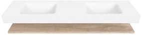 Zaro Alan badmeubel 180cm met planchet washed oak en vrijhangende wastafel cloud dubbel zonder kraangat talc