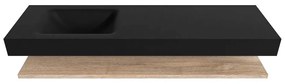 Zaro Alan badmeubel 160cm met planchet washed oak en vrijhangende wastafel cloud links 1 kraangat urban