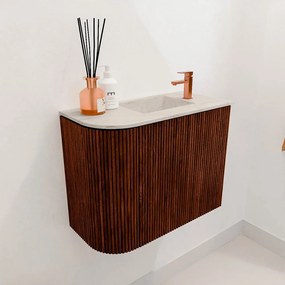 Mondiaz Joya DLux 50cm toiletmeubel ronding links ruby met wastafel faye rechts 1 kraangat ostra